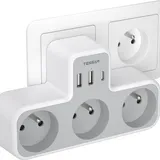 TESSAN - Multiprise Murale 6 en 1 – 3 Prises + 3 Ports USB - 4000W thumbnail 1
