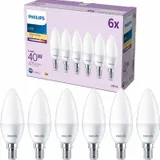 Philips Lighting  pack de 6 ampoules LED E14 format flamme, 40W, blanc chaud thumbnail 1