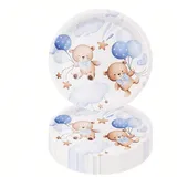 Assiettes en papier jetables, des assiettes en papier avec motif d'ours, 10 PCS thumbnail 1