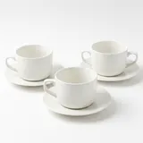 Fine Porcelain - Service de Tasses et Sous-tasses Blanc - Paquet Noir – 12 Pièces thumbnail 1