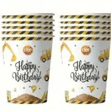 Gobelets en papier – Thème construction jaune (20 pièces) thumbnail 1