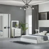 Chambre à Coucher 6 battants 4 pièces Blanc Gris Lines thumbnail 1
