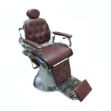 Chaise Coiffeur RS-BC8796BR Marron Cadre Chrome thumbnail 1