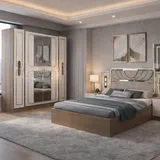 Chambre à Coucher 6 battants 5 pièces Blanc Beige MC619 thumbnail 1