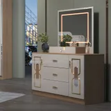 Chambre à Coucher 6 battants 5 pièces Blanc Beige MC619 thumbnail 4