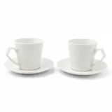Service de Tasses et Sous-tasses Blanc - Paquet Rouge Blanc – 12 Pièces thumbnail 1