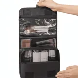 Trousse de toilette en polyester avec accroche murale intégrée - couleur noire thumbnail 1