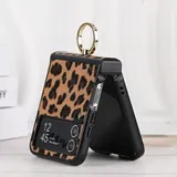 Étui de téléphone motif léopard support anneau de strass pour Galaxy Z Flip6 5G thumbnail 1