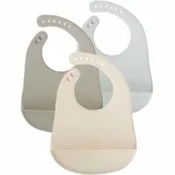 Ensemble de 3 Bavoirs en Silicone pour Bébé dans des nuances naturelles thumbnail 1