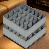 Organiseur de Tiroir pour Vêtements – Boîte de Rangement Grise en Tissu 2PCS thumbnail 1