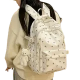 Sac à Dos École Nylon – Multiples Compartiments Blanc Cassé thumbnail 1