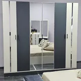 Chambre à Coucher 6 battants 4 pièces Blanc Gris Felicita thumbnail 5