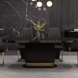 Table à Manger 6 places 160X90CM Noir C606 (1+6) thumbnail 1