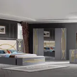 Chambre à Coucher Armoire 6 battants 6 pièces Gris 6191F thumbnail 1