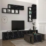 Table Téléviseur Ens EG3 TV Unit Marble 2.80M 5 Carton Noir T701 + B805 thumbnail 1