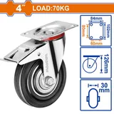 Roulette Pivotante à Frein 4" (100mm) - Charge 70kg - WJL3343 thumbnail 3