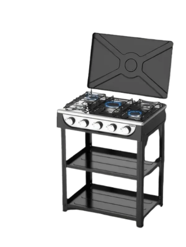 Cuisinière à gaz Decakila à cinq brûleurs avec étagère - KMGS019B