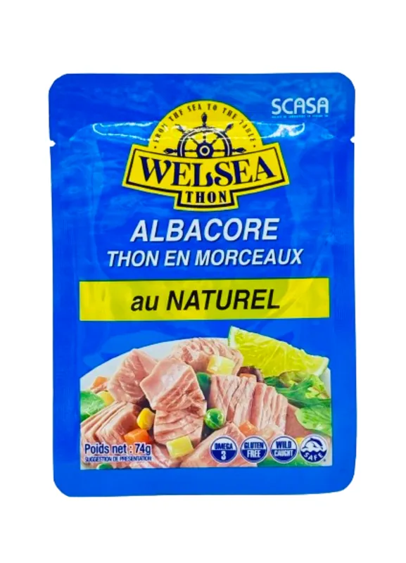 Thon pâle au naturel en morceaux Welsea sachet 74 g