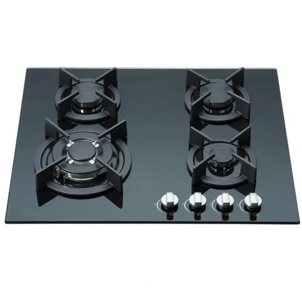 Plaque De Cuisson Vov 4FEUX 60X60 A Gaz Verre Noir VGH4002BK
