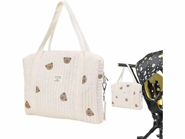Sac à Langer Bébé en Coton Brodé – Fourre-Tout Portable