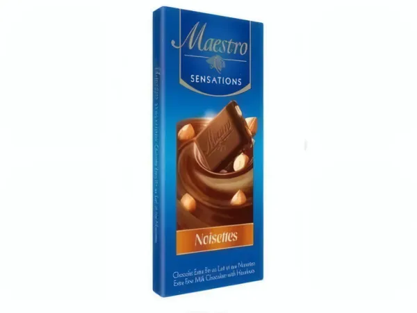 MAESTRO - Sensations tablette de Chocolat au lait et aux Noisettes - 90g