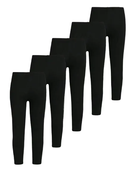 Pack 5 Leggings Coton Femme – Coupe Décontractée, mi mollet