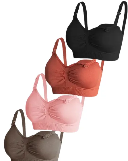 Lot de 4 Soutiens-Gorge Allaitement – Ouverture Facile