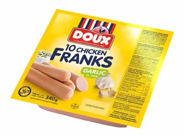 DOUX - Saucisses Poulet Ail - 340G