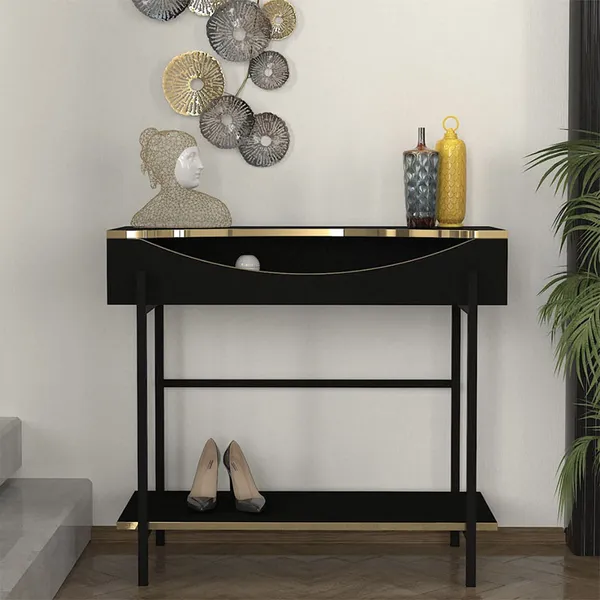 Table Console Torris Noir Doree M35