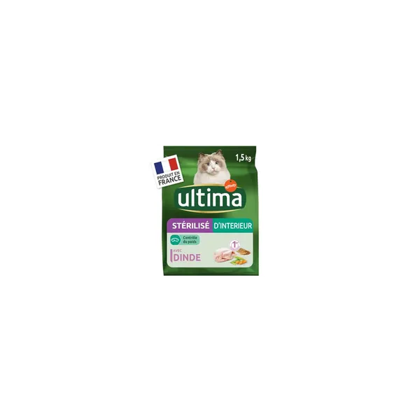 Croquettes pour chat stérilisé d'intérieur ULTIMA le sac de 1,5kg