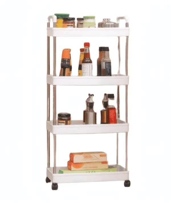 Chariot de cuisine à roulettes – Blanc - 4 niveaux - taille L