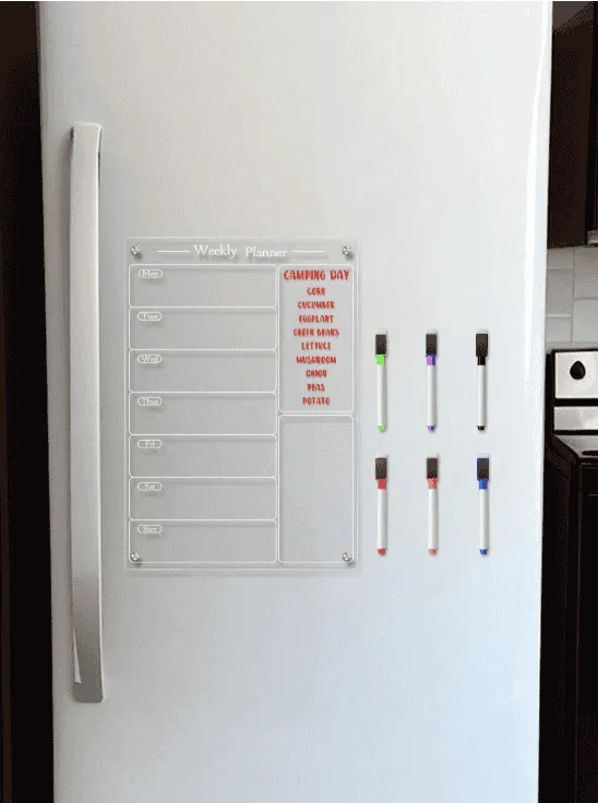 Planificateur acrylique 3D - tableau blanc - autocollant magnétique pour réfrigérateur