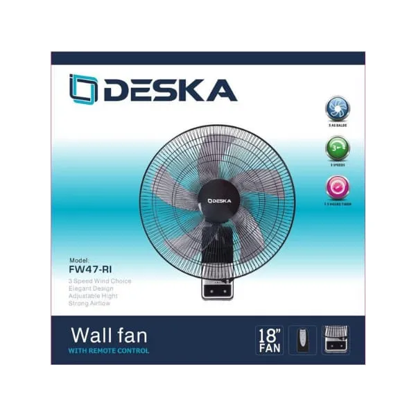 Ventilateur Deska FW47NO Mural Avec Commande 18"