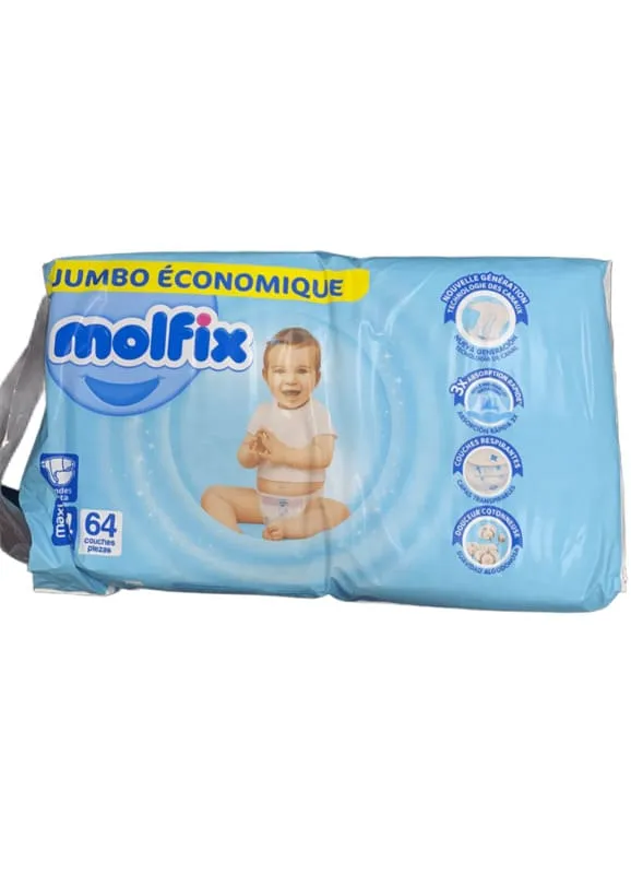 Couches bébé Molfix Jumbo taille 7 (18 kg et plus) x64