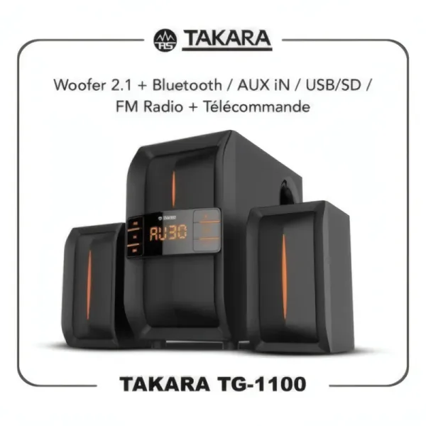 Enceinte Bluetooth 2.1 Takara TG-1100 avec Télécommande - Son Puissant et Limpide