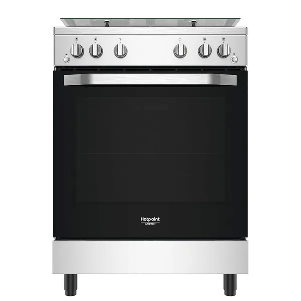 Cuisiniere Hotpoint 4FEUX A Gaz 60X60 Four A Gaz Gris HS67G2PMX/IT/1