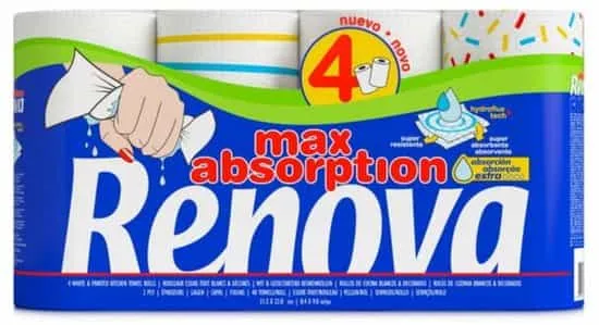 RENOVA - Essuie-Tout Max Absorption – Pack 4 Rouleaux