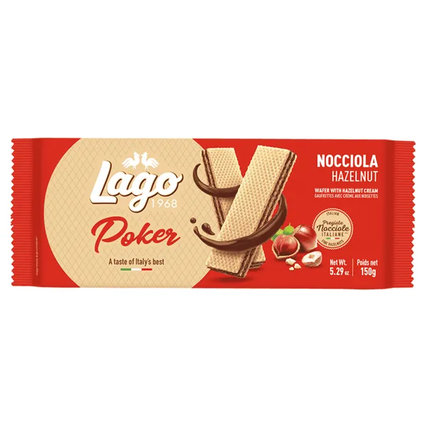 Lago Poker – Gaufrettes avec crème aux noisettes – 150 g