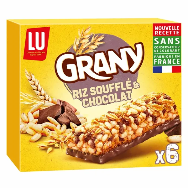 LU – 6 Barres Grany Riz Soufflé et Chocolat - 125 g