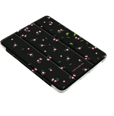 Coque de protection en silicone à motif floral dispersé noir - iPad