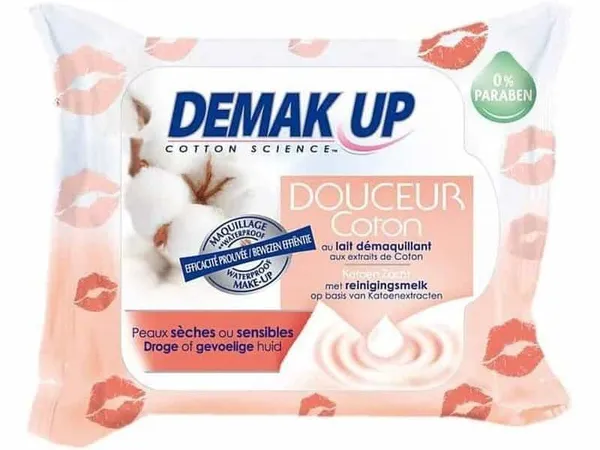 DEMAK’UP - 25 lingettes démaquillantes pour peaux sèches à très sèches