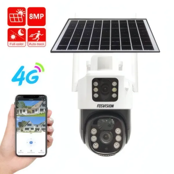 Caméra Solaire 4G FOSVISION FS-S10K-4G-8M-EU avec Double Objectif 8MP