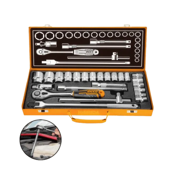 Coffret Douilles 24 Pcs INGCO Qualité Cr-V Professionnelle
