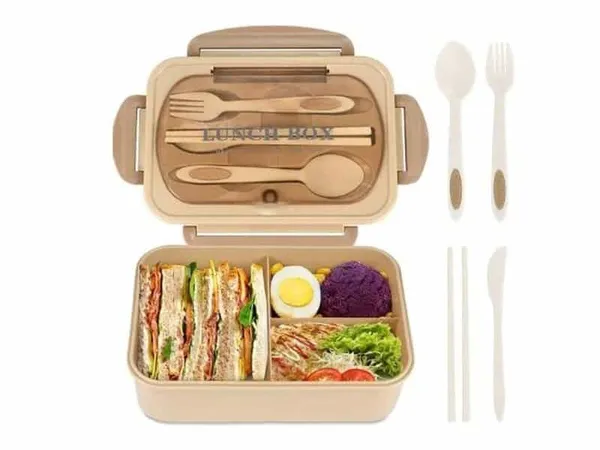 Lunchbox Isotherme avec Compartiments et Couverts – Kaki