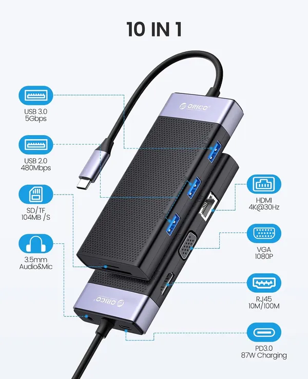 Adaptateur USB-C ORICO MDK-10P