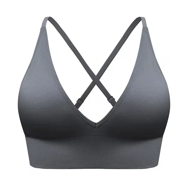Kayna – Soutien-gorge de sport col V femme – Bretelles fines réglables – Bonnet rembourré