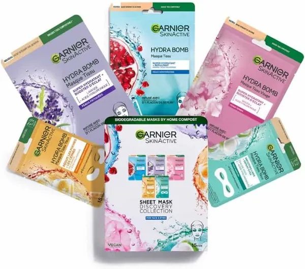 GARNIER Skin Active - Lot de 5 Masques Tissu Hydra Bomb
