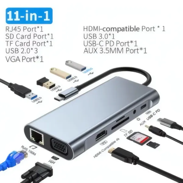 Convertisseur R SCAR RS-TCHD11IN1 - Type-C to HDTV 11 en 1