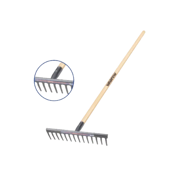 Râteau à Gravier avec Manche en Bois (14 Dents)