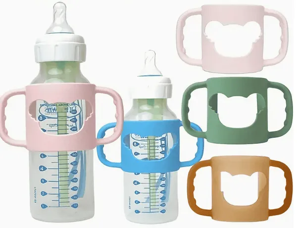 Manchon de Biberon Bébé – Silicone Antidérapant avec Motif Cartoon